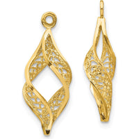 14K Yellow Gold Polished Filigree Swirl Earring Jackets with Intricate Detailing by Oro Pregiato