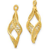 14K Yellow Gold Polished Filigree Swirl Earring Jackets with Intricate Detailing by Oro Pregiato