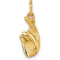 14K Yellow Gold Polished Fingers Crossed Hand Pendant - 18.32mm Length by Oro Pregiato