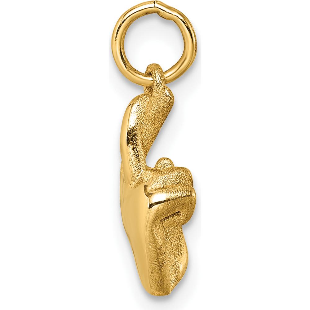 14K Yellow Gold Polished Fingers Crossed Hand Pendant - 18.32mm Length by Oro Pregiato