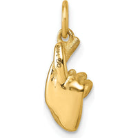 14K Yellow Gold Polished Fingers Crossed Hand Pendant - 18.32mm Length by Oro Pregiato