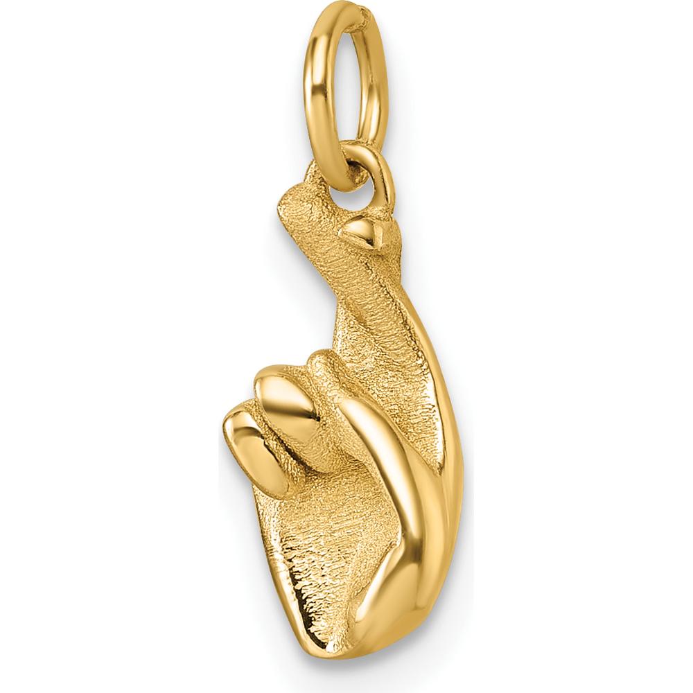 14K Yellow Gold Polished Fingers Crossed Hand Pendant - 18.32mm Length by Oro Pregiato