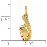 14K Yellow Gold Polished Fingers Crossed Hand Pendant - 18.32mm Length by Oro Pregiato