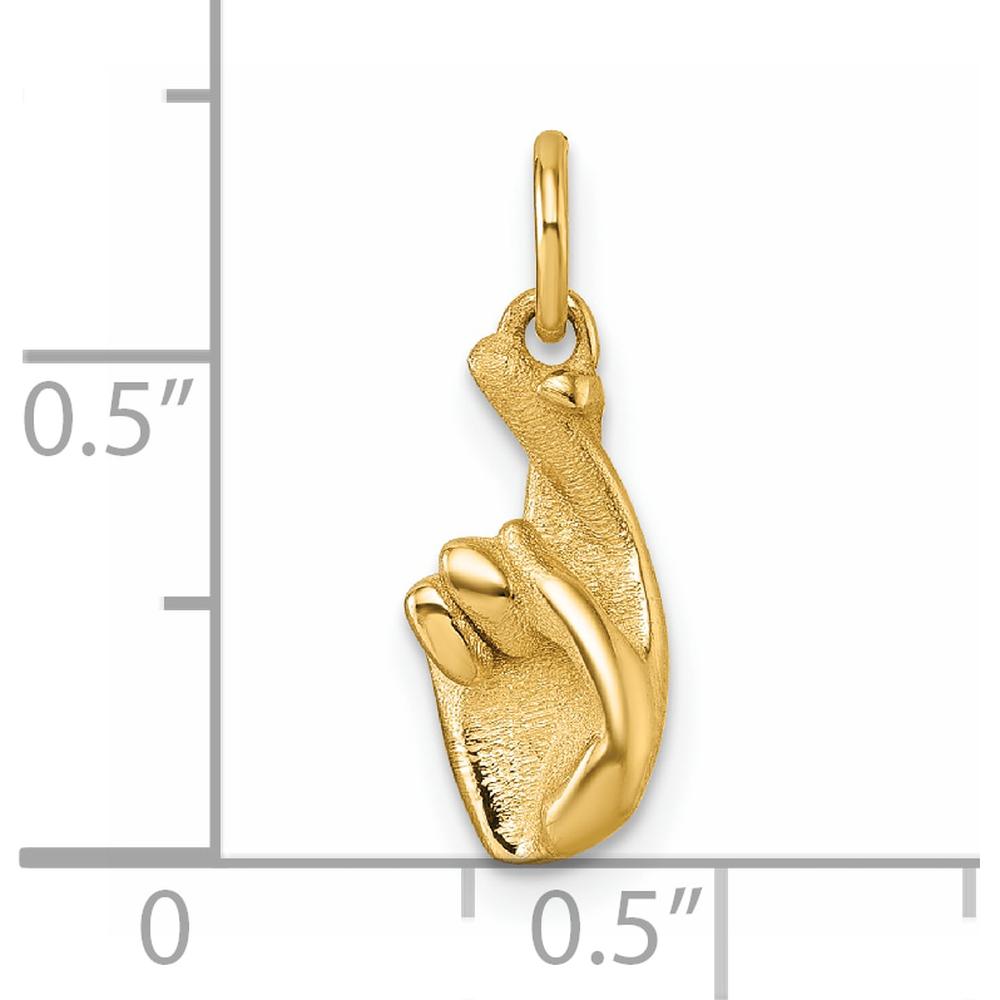 14K Yellow Gold Polished Fingers Crossed Hand Pendant - 18.32mm Length by Oro Pregiato