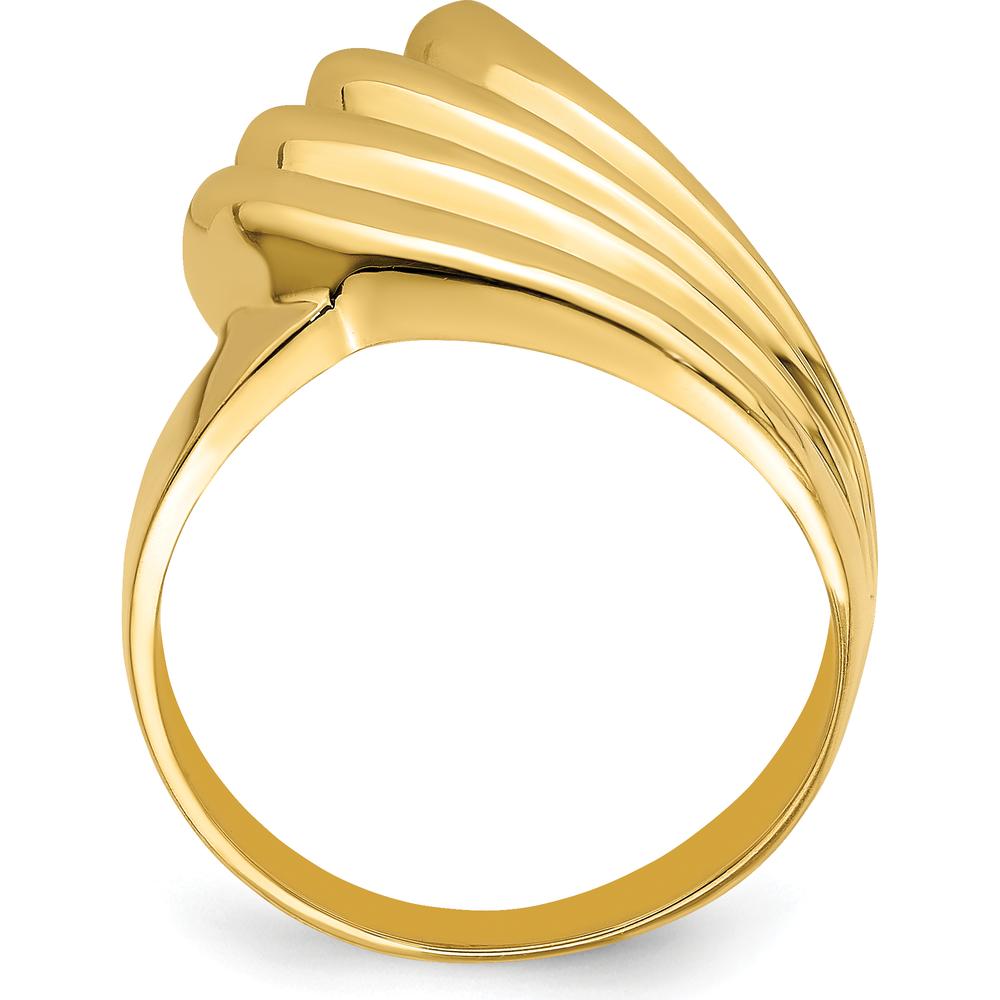 14K Yellow Gold Polished Fish Tail Ring with Domed Profile and Textured Finish by 0