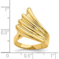 14K Yellow Gold Polished Fish Tail Ring with Domed Profile and Textured Finish by 0