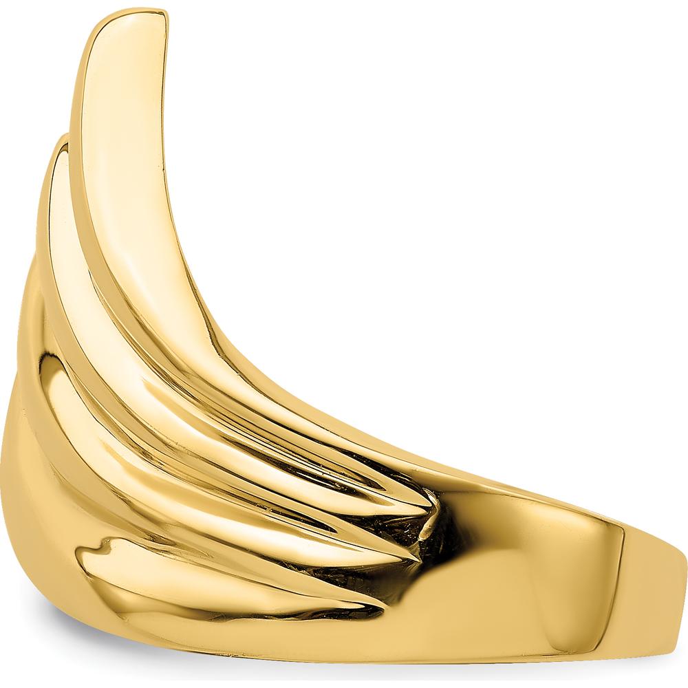 14K Yellow Gold Polished Fish Tail Ring with Domed Profile and Textured Finish by 0