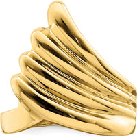 14K Yellow Gold Polished Fish Tail Ring with Domed Profile and Textured Finish by 0
