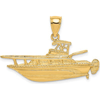 14K Yellow Gold Polished Fishing Boat Pendant Charm by Oro Pregiato