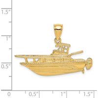 14K Yellow Gold Polished Fishing Boat Pendant Charm by Oro Pregiato
