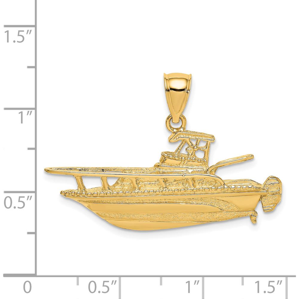 14K Yellow Gold Polished Fishing Boat Pendant Charm by Oro Pregiato