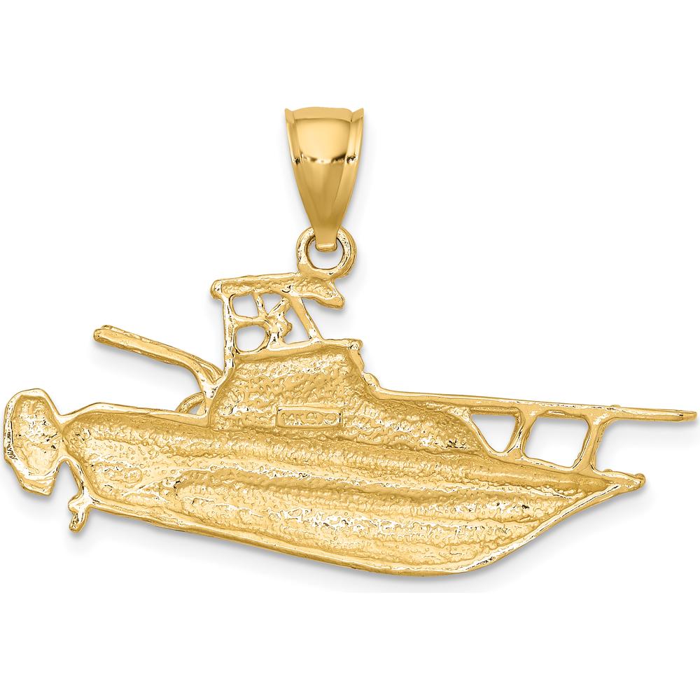 14K Yellow Gold Polished Fishing Boat Pendant Charm by Oro Pregiato