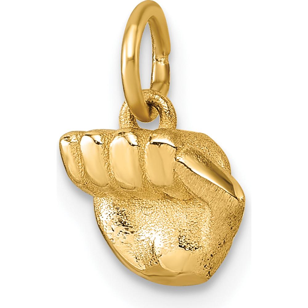 14K Yellow Gold Polished Fist Hand Pendant - 9.1mm Length by Oro Pregiato