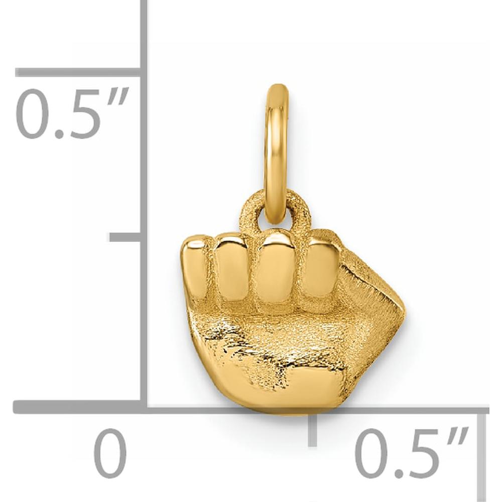 14K Yellow Gold Polished Fist Hand Pendant - 9.1mm Length by Oro Pregiato