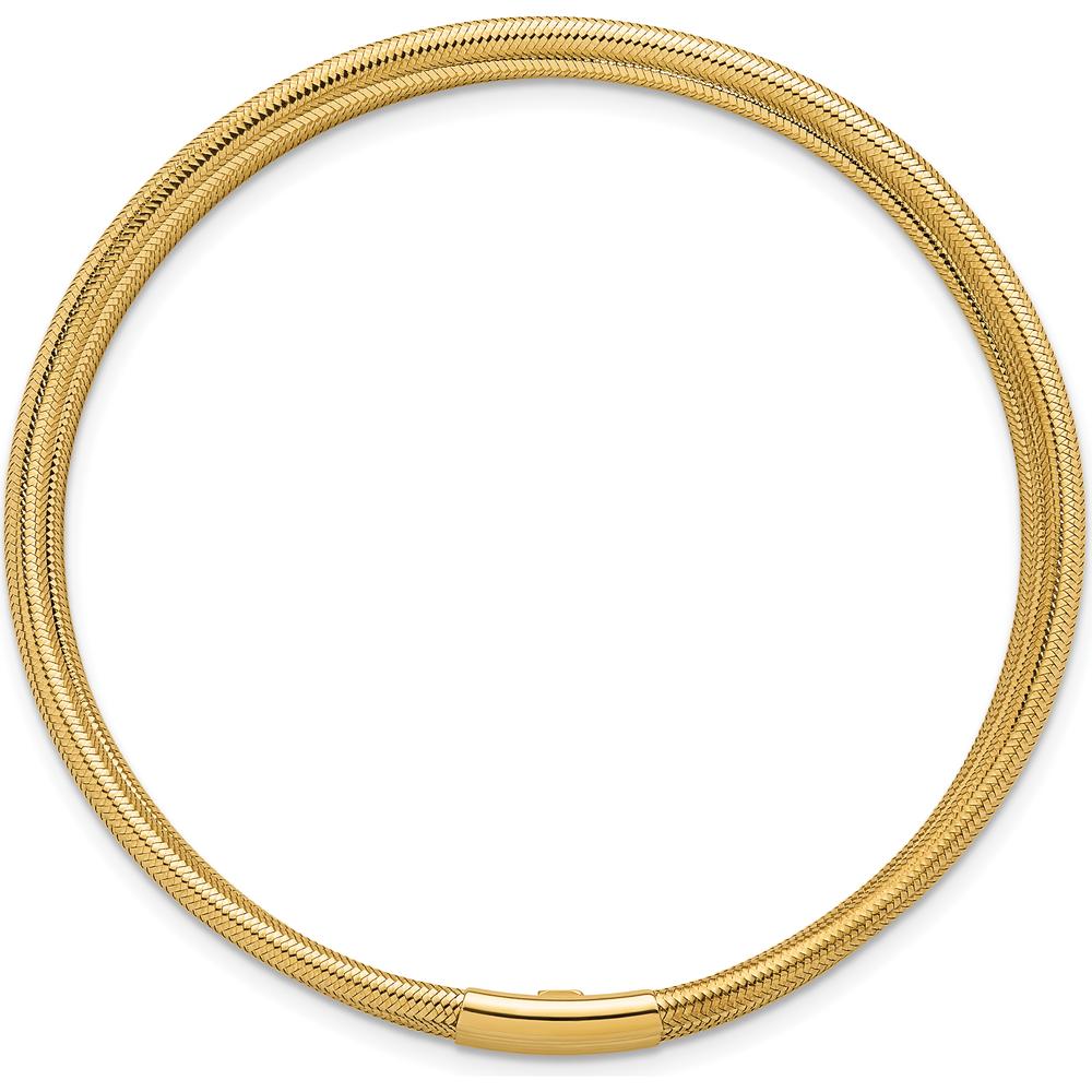 14K Yellow Gold Polished Five Strand Mesh Stretch Bangle Bracelet - 14.54mm Width by Oro Pregiato