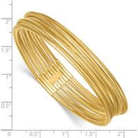 14K Yellow Gold Polished Five Strand Mesh Stretch Bangle Bracelet - 14.54mm Width by Oro Pregiato