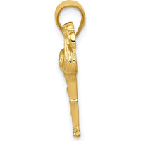 14K Yellow Gold Polished Flamingo Pendant with Textured Detail - Solid Open Back Design by Oro Pregiato