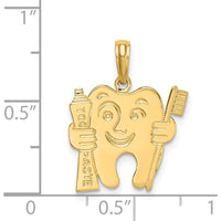 14K Yellow Gold Polished Flat-Backed Dental Charm - Playful Tooth Design by Oro Pregiato