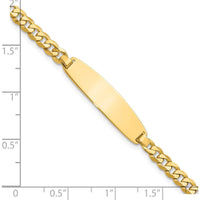 14K Yellow Gold Polished Flat Curb Link ID Bracelet - 8" by Oro Pregiato