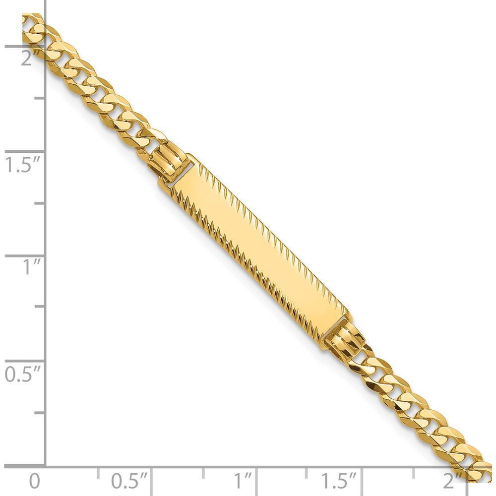 14K Yellow Gold Polished Flat Curb Link ID Bracelet with 27x5.5mm Solid Plate - 8" by Oro Pregiato