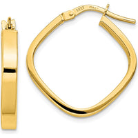 14K Yellow Gold Polished Flat Edge Square Hoop Earrings - 27.25mm Length by 0