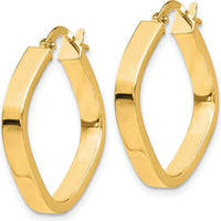 14K Yellow Gold Polished Flat Edge Square Hoop Earrings - 27.25mm Length by 0