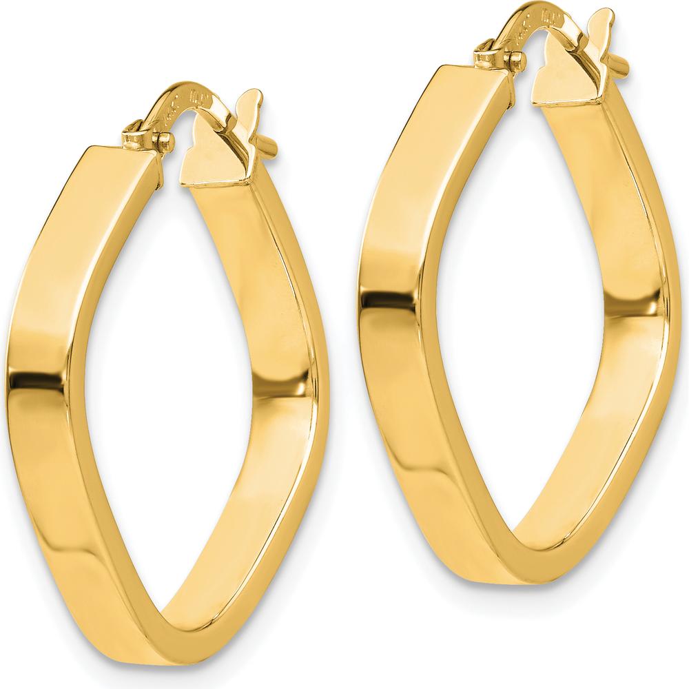 14K Yellow Gold Polished Flat Edge Square Hoop Earrings - 27.25mm Length by 0