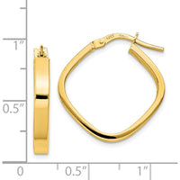 14K Yellow Gold Polished Flat Edge Square Hoop Earrings - 27.25mm Length by 0