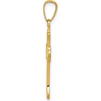 14K Yellow Gold Polished Fleur de Lis Cross Pendant - 26mm by Oro Pregiato