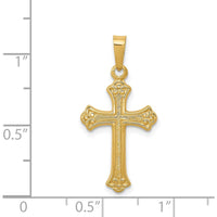 14K Yellow Gold Polished Fleur de Lis Cross Pendant - 26mm by Oro Pregiato