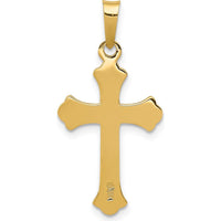 14K Yellow Gold Polished Fleur de Lis Cross Pendant - 26mm by Oro Pregiato