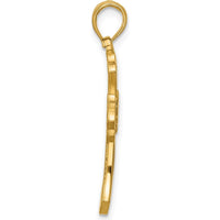 14K Yellow Gold Polished Fleur De Lis Cross Pendant - 29.8mm Length by Oro Pregiato