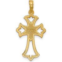 14K Yellow Gold Polished Fleur De Lis Cross Pendant - 29.8mm Length by Oro Pregiato