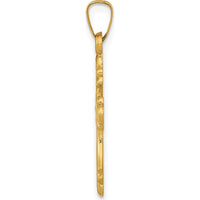 14K Yellow Gold Polished Fleur De Lis Cross Pendant - 33mm Length by Oro Pregiato