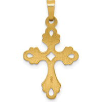 14K Yellow Gold Polished Fleur De Lis Cross Pendant - 33mm Length by Oro Pregiato