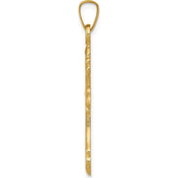 14K Yellow Gold Polished Fleur De Lis Cross Pendant - 33mm Length by Oro Pregiato