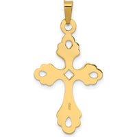 14K Yellow Gold Polished Fleur De Lis Cross Pendant - 33mm Length by Oro Pregiato