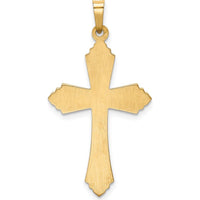 14K Yellow Gold Polished Fleur de Lis Cross Pendant - 36.5mm Length by Oro Pregiato