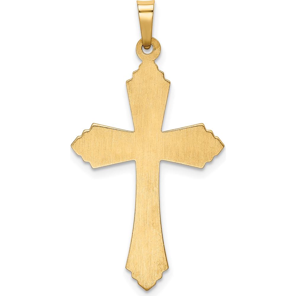 14K Yellow Gold Polished Fleur de Lis Cross Pendant - 36.5mm Length by Oro Pregiato