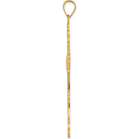 14K Yellow Gold Polished Fleur de Lis Cross Pendant - 54mm x 30mm by Oro Pregiato