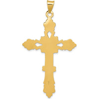 14K Yellow Gold Polished Fleur de Lis Cross Pendant - 54mm x 30mm by Oro Pregiato