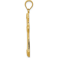 14K Yellow Gold Polished Fleur de Lis Cross Pendant - Timeless Faith Symbol by Oro Pregiato