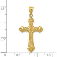 14K Yellow Gold Polished Fleur de Lis Cross Pendant - Timeless Faith Symbol by Oro Pregiato