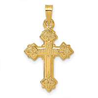 14K Yellow Gold Polished Fleur de Lis Cross Pendant - Timeless Religious Design by Oro Pregiato