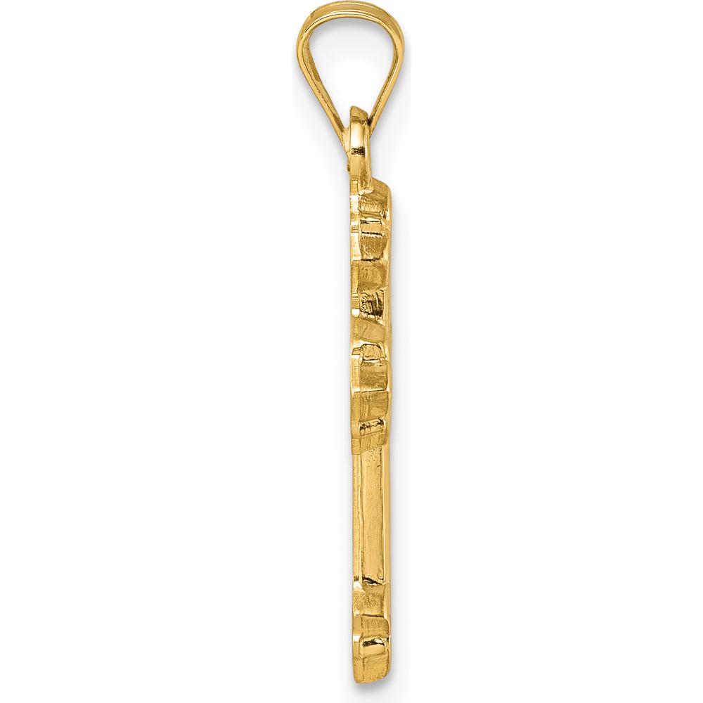 14K Yellow Gold Polished Fleur de Lis Cross Pendant - Timeless Religious Design by Oro Pregiato