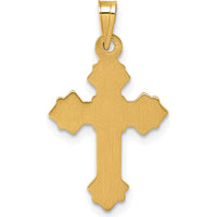 14K Yellow Gold Polished Fleur de Lis Cross Pendant - Timeless Religious Design by Oro Pregiato