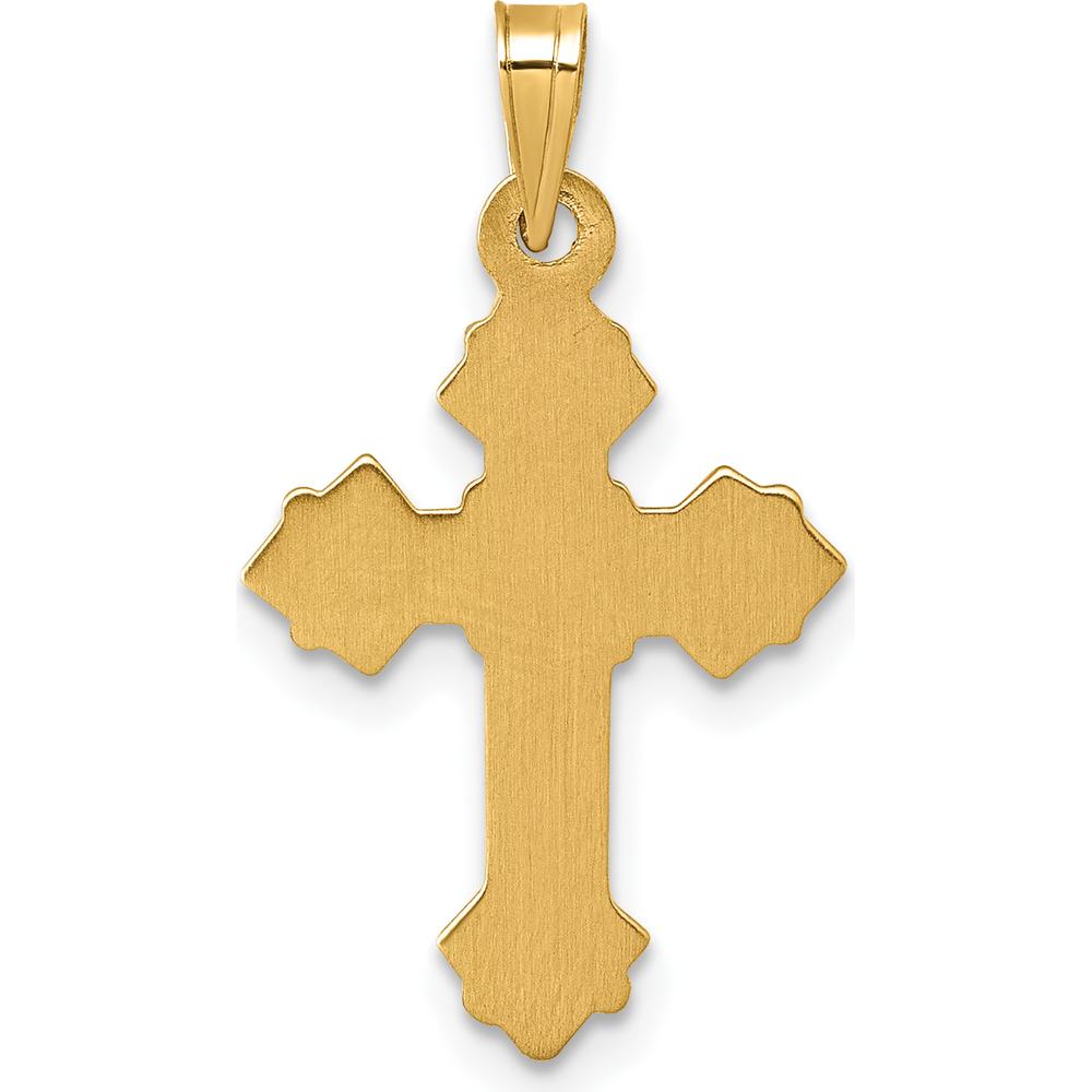 14K Yellow Gold Polished Fleur de Lis Cross Pendant - Timeless Religious Design by Oro Pregiato