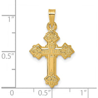 14K Yellow Gold Polished Fleur de Lis Cross Pendant - Timeless Religious Design by Oro Pregiato