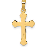 14K Yellow Gold Polished Fleur de Lis INRI Cross Pendant with Rhodium Accents - 26.7mm by Oro Pregiato
