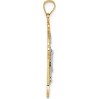 14K Yellow Gold Polished Fleur de Lis INRI Crucifix Cross Pendant - 30.9mm by Oro Pregiato